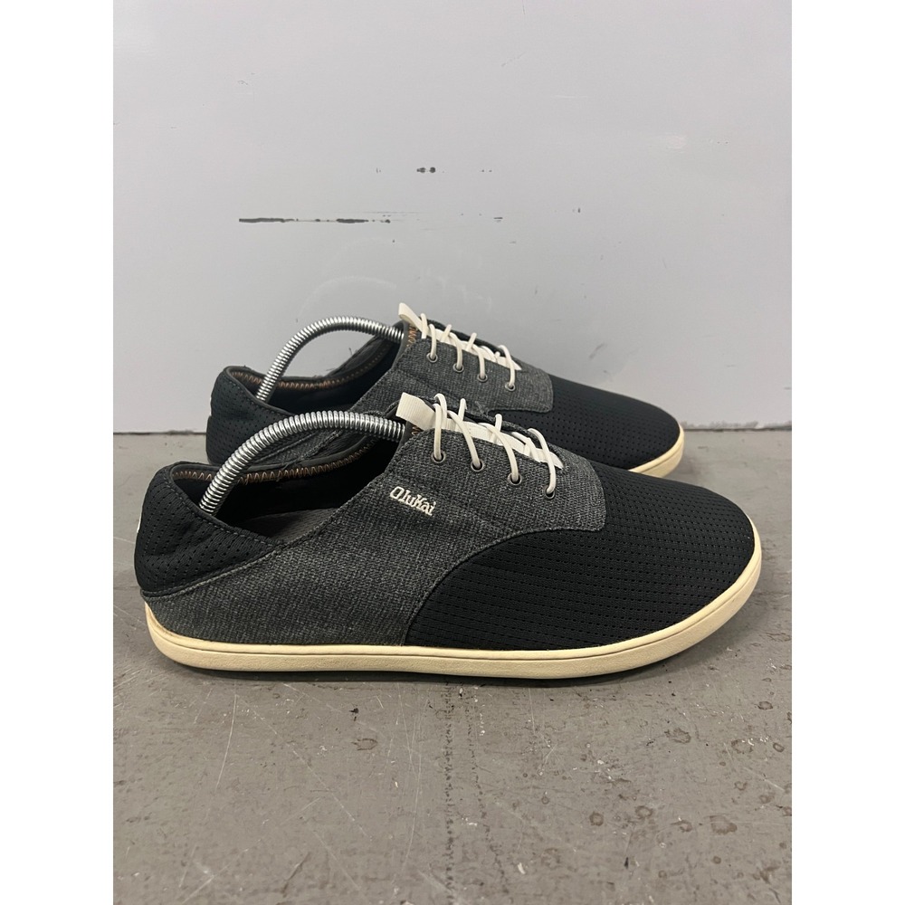 OluKai Nohea‎ Moku 10283-6C6C Mens US 10 Dark Shadow No Tie Barefoot Boat Shoes